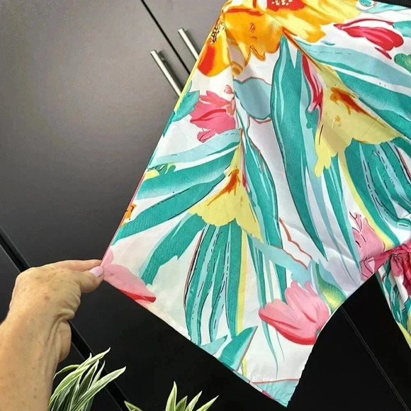 Gypsie Blu Coverup,mid sleeve,open front,tie waist,floral,tassels,One size - Picture 5 of 11